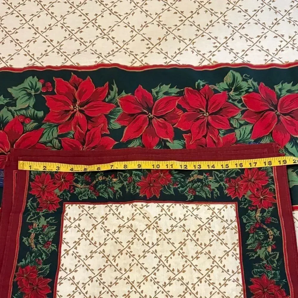 Elegant vintage Holiday Tablecloth with Poinsettia Design